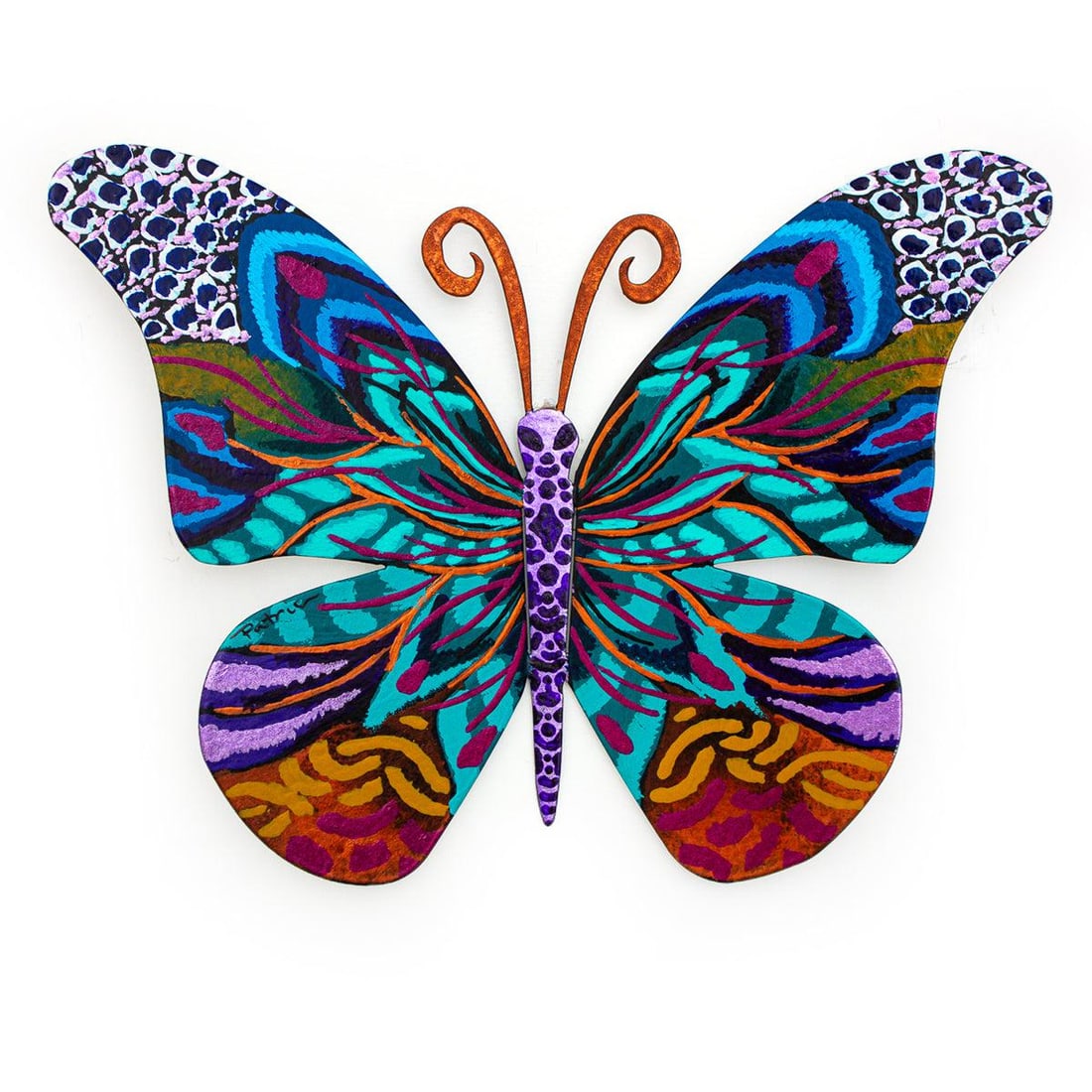 Patricia Govezensky- Original Painting on Cutout Steel "Butterfly": Artist: Patricia Govezensky. Medium: Original Painting on Cutout Steel. Title: Butterfly. Size: 8.5" x 12". Signature: Hand signed by the artist. Certificate of Authenticity: From the publisher. Refer