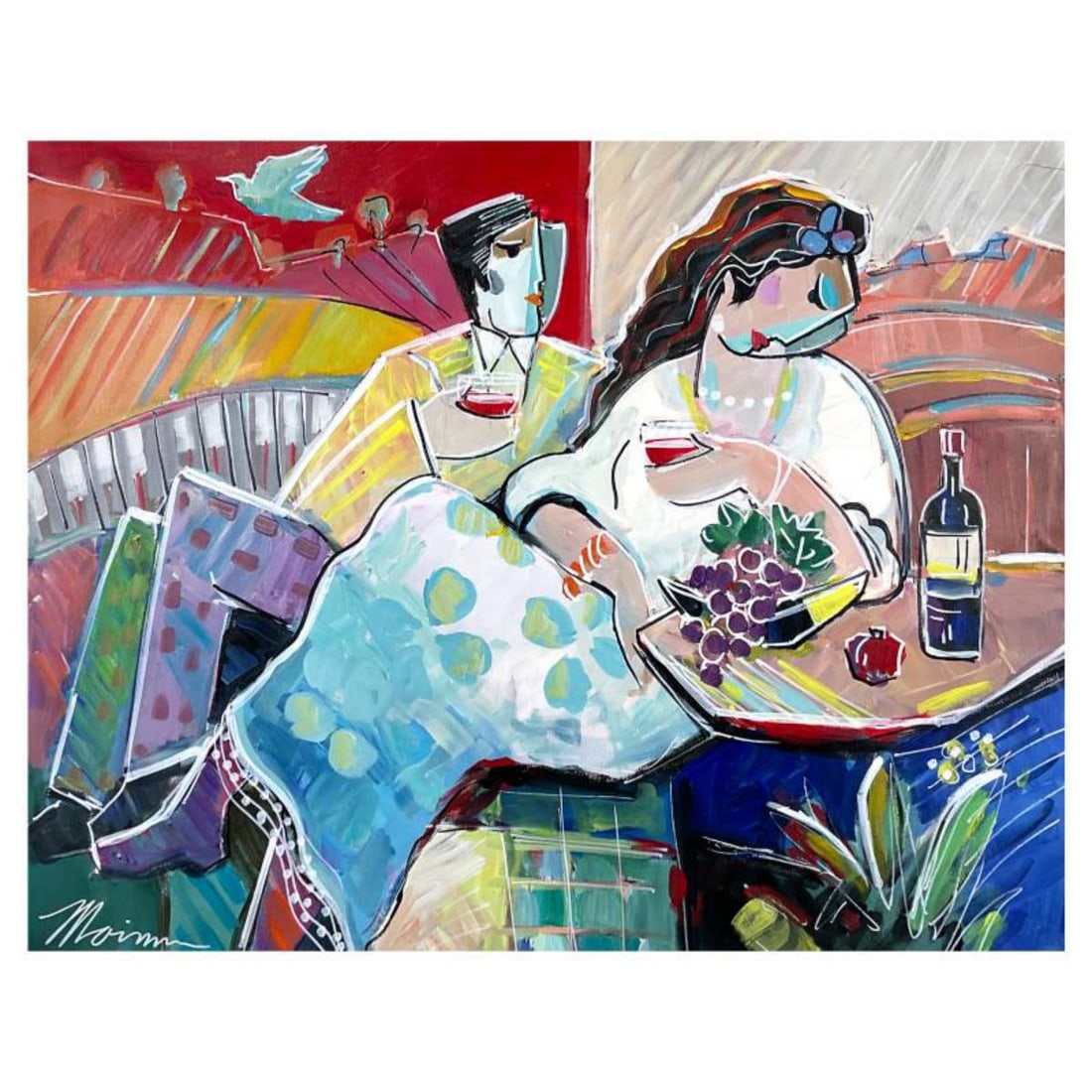 Isaac Maimon, Original Acrylic Painting on Canvas (40" x 30"), Hand Signed with Letter of (1 of 2)