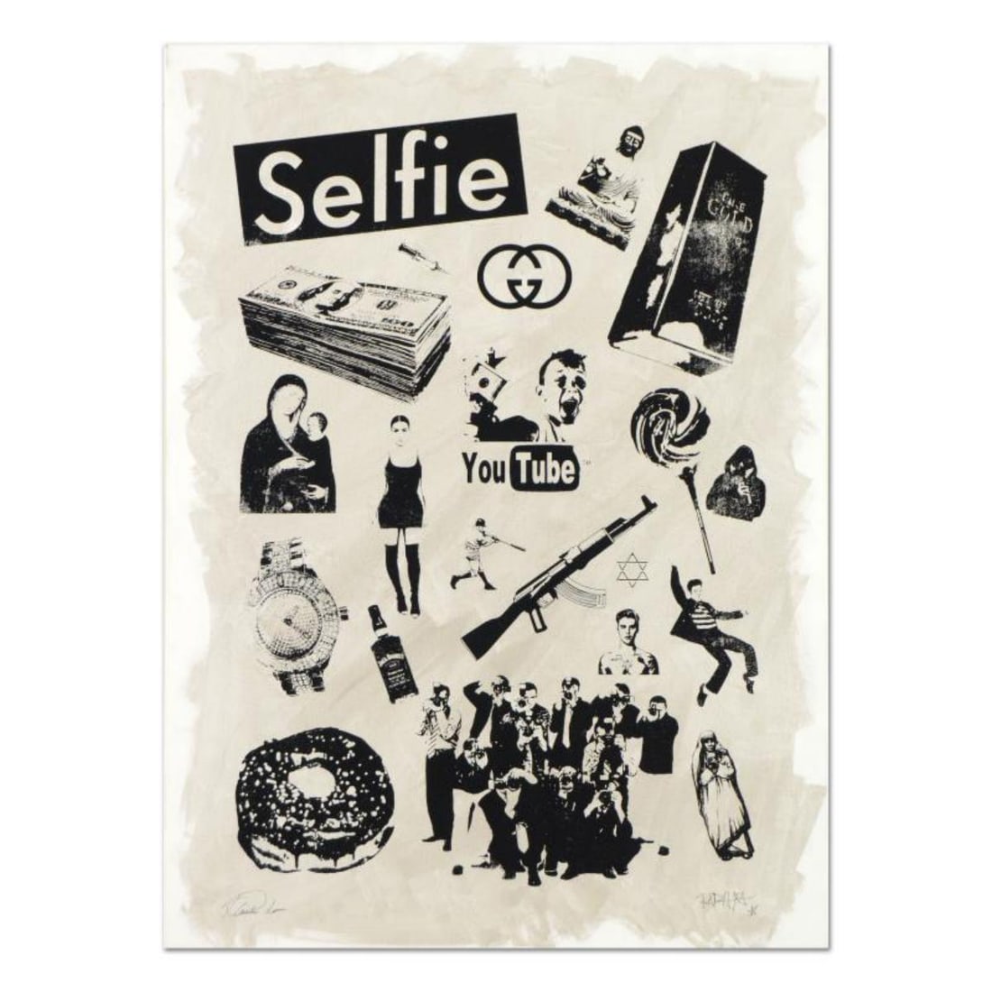 Padhia Avocado, "False Idols II: Plastic Jesus" One-of-a-Kind Hand Painted Silkscreen Mixed Media on: False Idols II: Plastic Jesus is a one-of-a-kind hand painted silkscreen mixed media on canvas, hand signed by the artist. Includes Letter of Authenticity. Measures approx. Measures approx. 22" x 30"