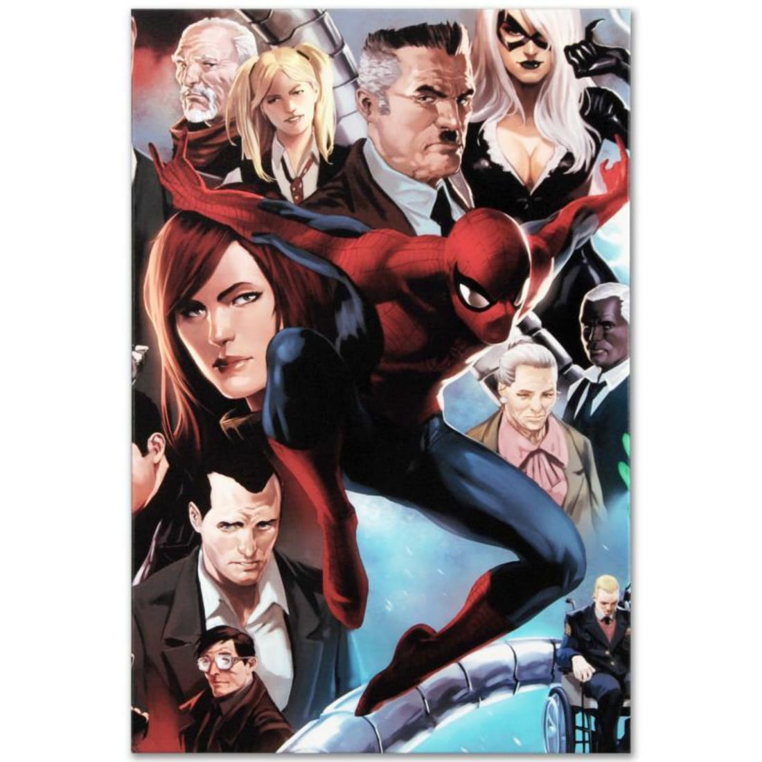 Marvel Comics "Amazing Spider-Man #645" Numbered Limited Edition Giclee on Canvas by Marko: A piece of comic book history, this limited edition, from original art by Marko Djurdjevic, depicts Spider-Man and a plethora of characters from his story. Marko Djurdjevic was discovered by Marvel af