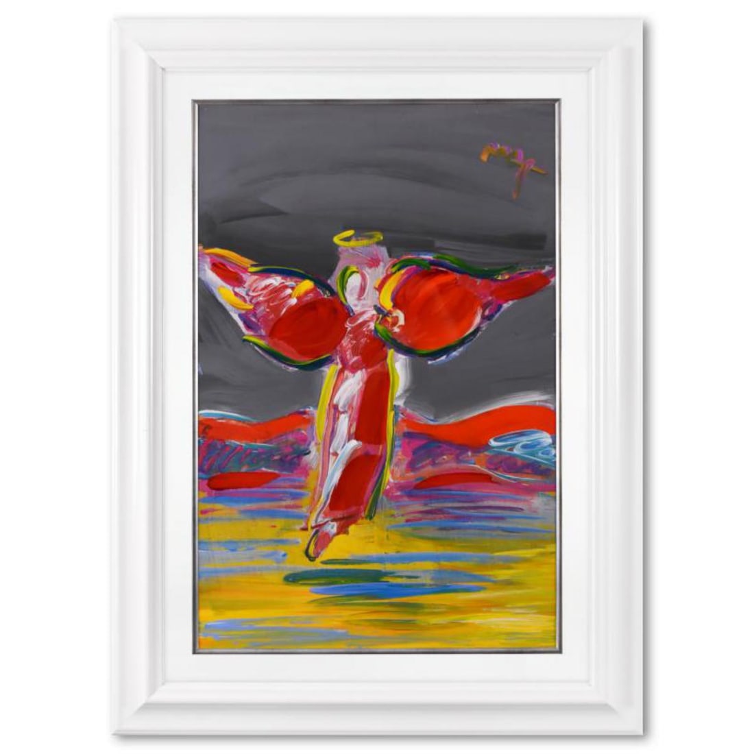 Peter Max, "Ascending Angel" Framed One-Of-A-Kind Acrylic Mixed Media (34.5" x 46.5"), Hand Signed (1 of 3)