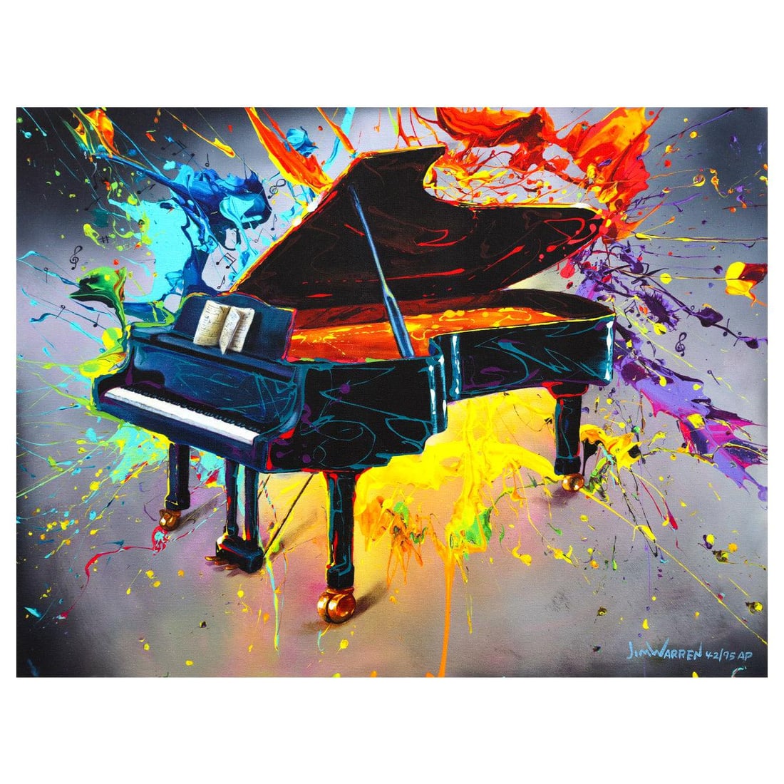Jim Warren- Embellished Giclee on Canvas "Very Grand Piano": Artist: Jim Warren. Medium: Embellished Giclee on Canvas. Title: Very Grand Piano. Size: 18" x 24". Signature: Numbered and hand signed. Certificate of Authenticity: Is included. Reference#: 47556.