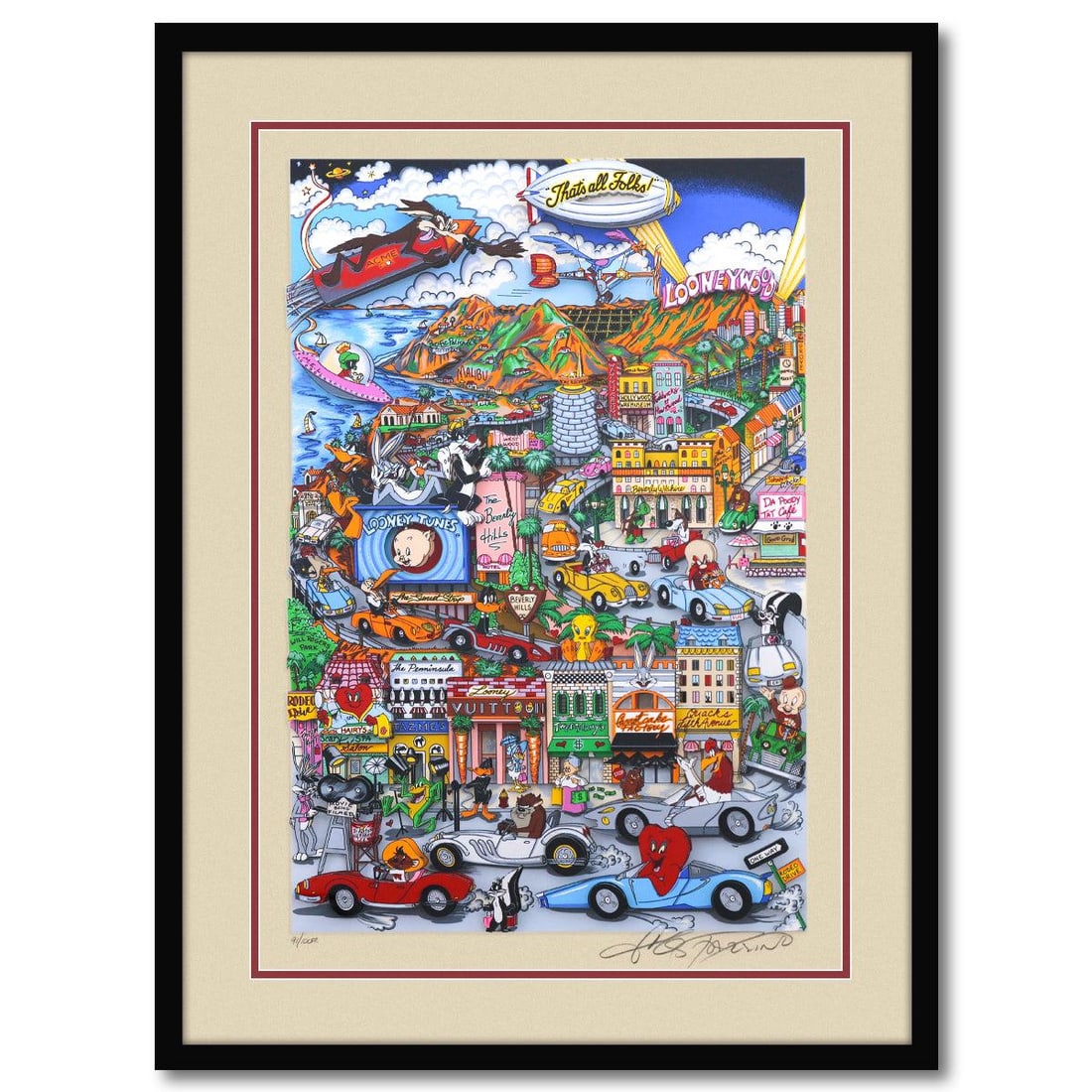 Charles Fazzino- 3D Construction Silkscreen Serigraph "Looneywood" (1 of 2)