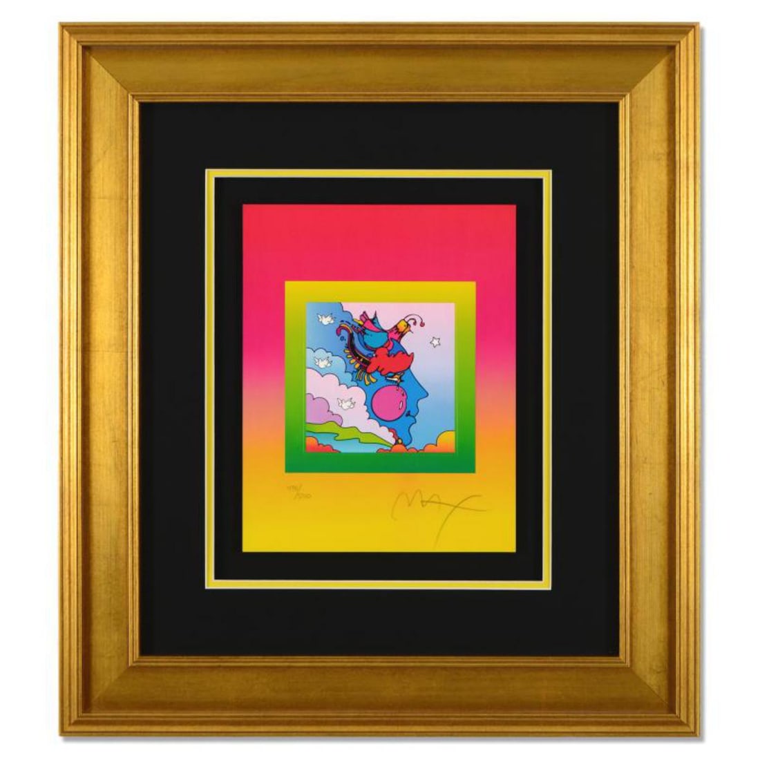 Peter Max, "Woodstock Profile on Blends" Framed Limited Edition Lithograph, Numbered 498/500 and (1 of 3)