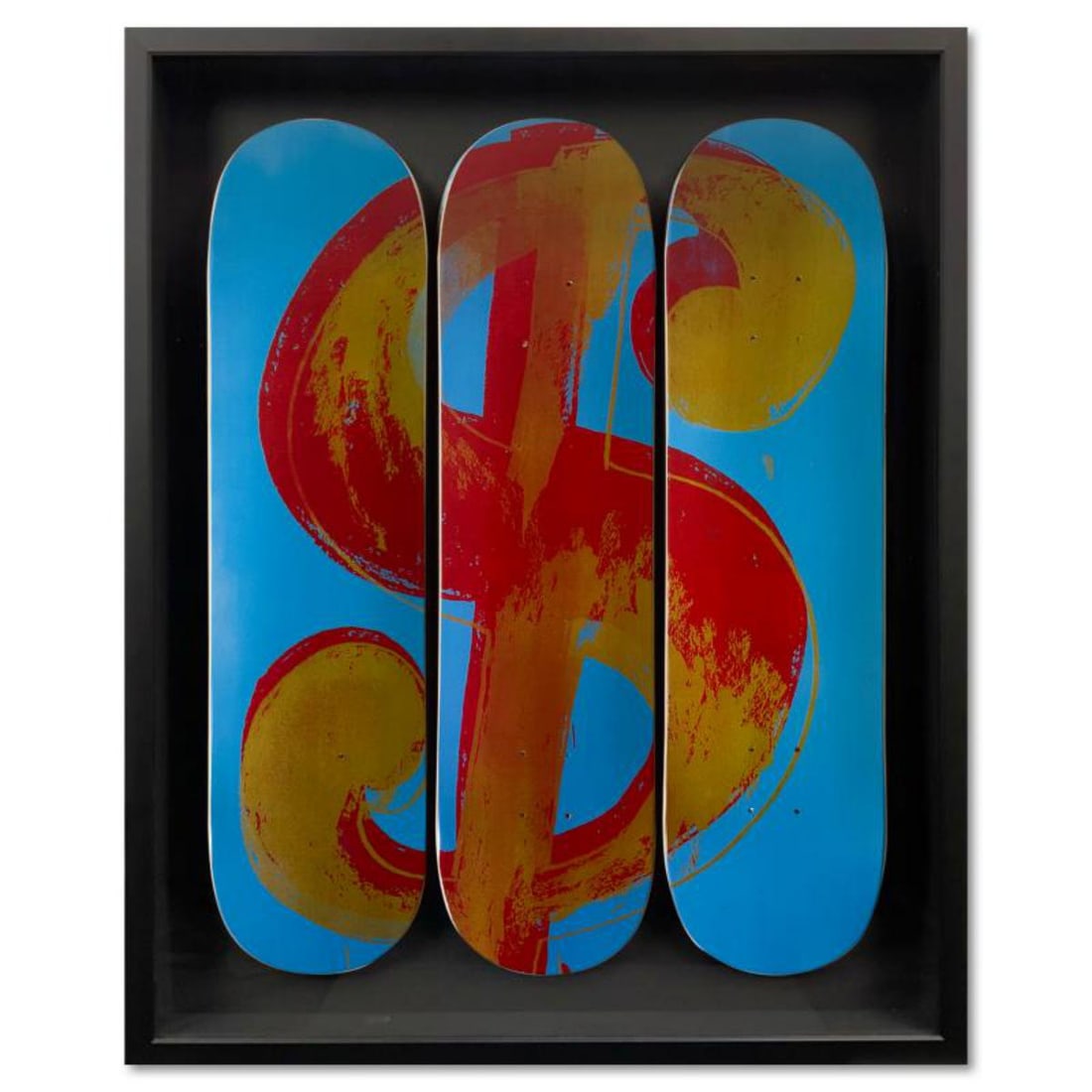Andy Warhol (1928-1987), "Dollar Sign" Framed Skateboard Triptych, Plate Signed with Letter of (1 of 3)