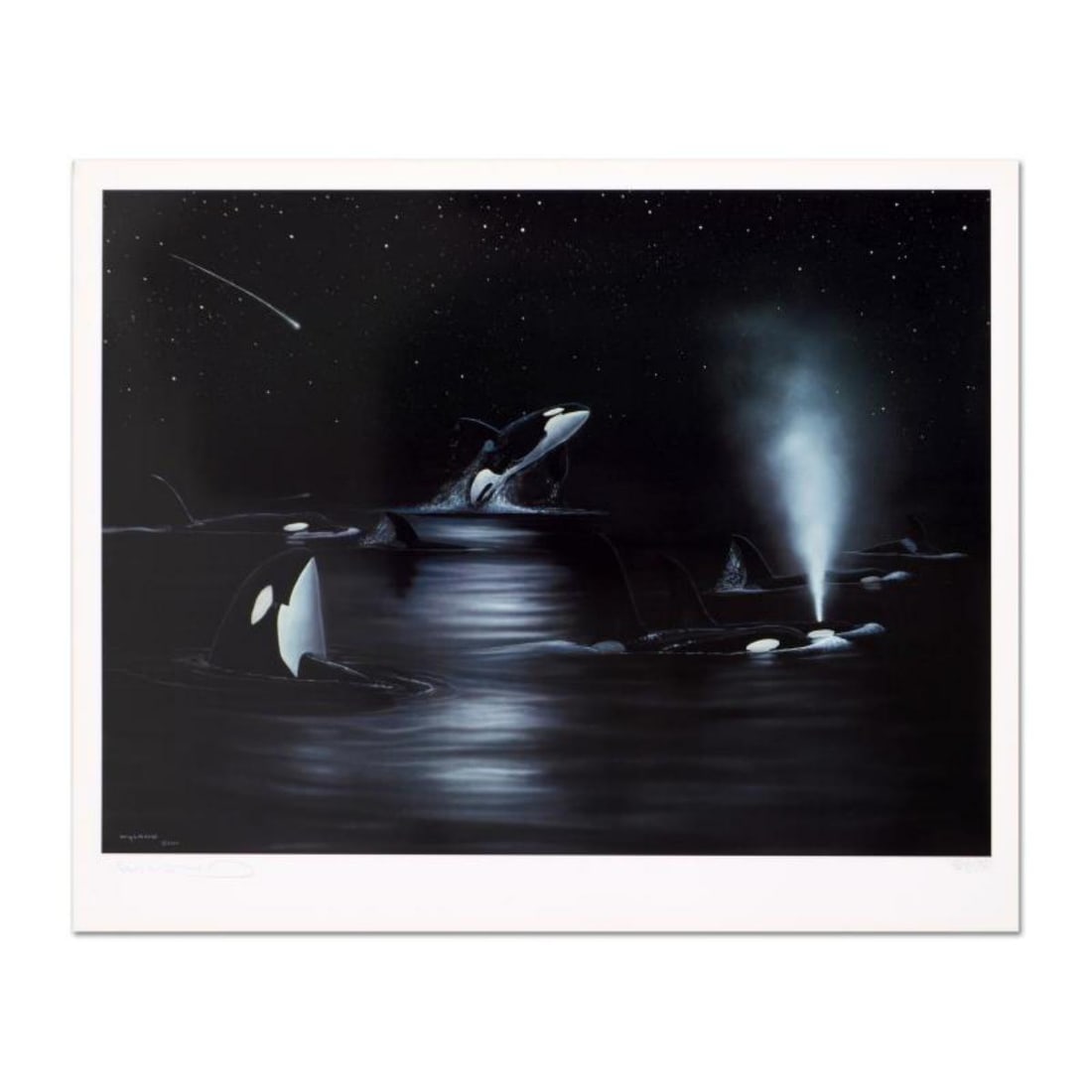 Wyland, "Orca Starry Night" Limited Edition Lithograph, Numbered and Hand Signed with Certificate of (1 of 2)