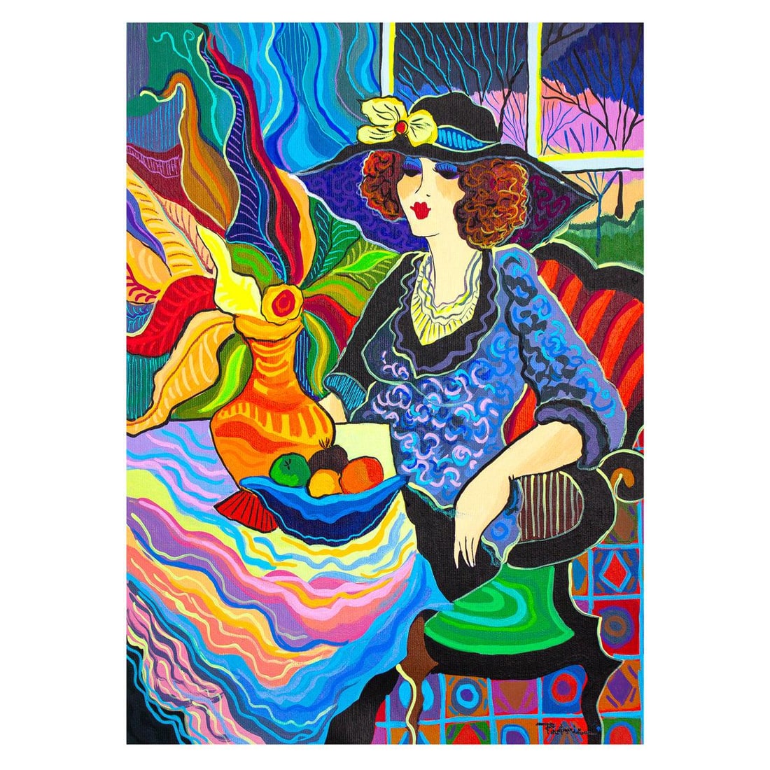 Patricia Govezensky- Original Acrylic on Canvas "Sitting Pretty" (1 of 2)