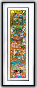 Charles Fazzino- 3D Construction Silkscreen Serigraph "Celebration Of Spirit (Black)": Artist: Charles Fazzino. Medium: 3D Construction Silkscreen Serigraph. Title: Celebration Of Spirit (Black). Size: 35.5" x 8". Measures approx. 47" x 18" (framed). Signature: Hand Signed and Numbered