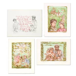 Edna Hibel (1917-2014), "The Family Suite Edition I" 4-Piece Limited Edition Lithograph Suite,: The Family Suite Edition I is a 4-piece set of limited edition lithographs on paper celebrating the beauty of family in all of its four stages: "Sowing - The Promise", "Ripening - The Fulfillment", "H