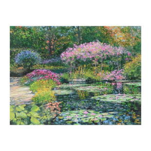 Howard Behrens (1933-2014), "Giverny Lily Pond" Limited Edition on Canvas, Numbered and Signed with: Giverny Lily Pond is a limited edition giclee on canvas by Howard Behrens (1933-2014), numbered and bearing the authorized signature of the artist. This piece is from Behrens' Legacy Edition. Includes