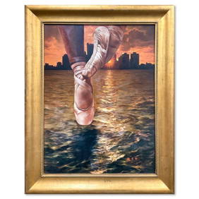 Zi Yu Yan, "Rising Star" Framed Original Oil Painting on Canvas, Hand Signed with Letter of (1 of 2)