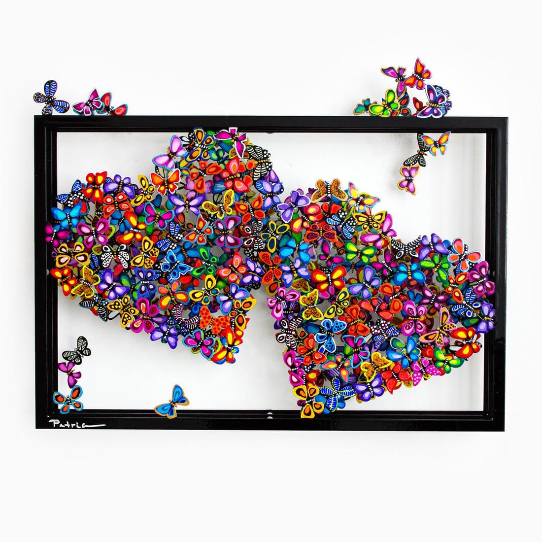 Patricia Govezensky- Original Painting on Cutout Steel "Two Hearts": Artist: Patricia Govezensky. Medium: Original Painting on Cutout Steel. Title: Two Hearts. Size: 15.5" x 21.5". Signature: Hand signed by the artist. Certificate of Authenticity: From the publisher. A