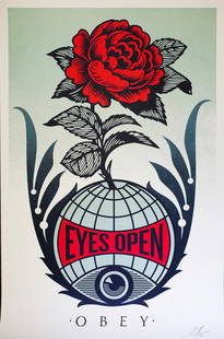 Shepard Fairey- Offset Lithograph "Eyes Open": Artist: Shepard Fairey. Medium: Offset Lithograph. Title: Eyes Open. Size: 36" x 24". Signature: Hand Signed by the artist. Additional: Hand signed offset Lithograph. Reference#: 20092.