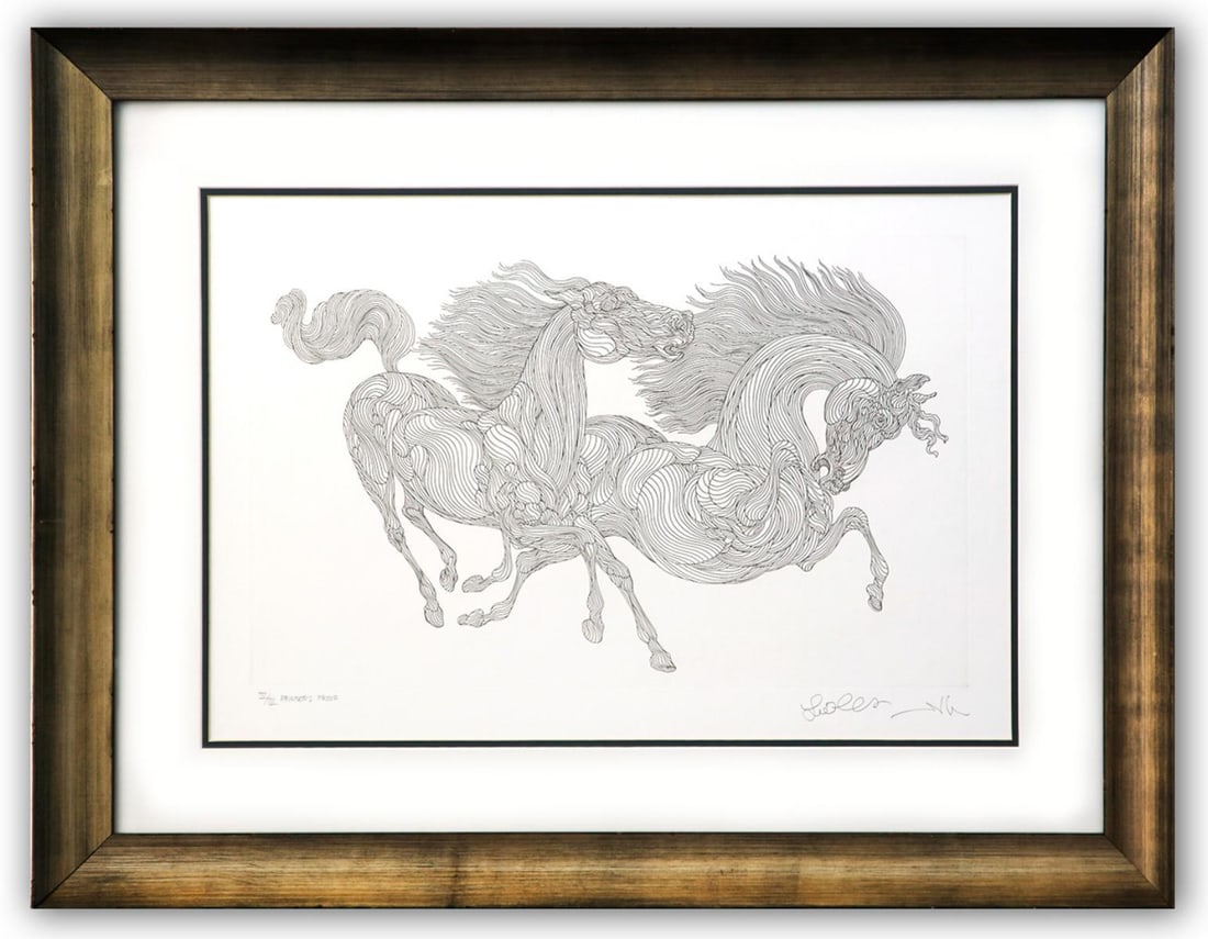 Guillaume Azoulay- Original Etching: Artist: Guillaume Azoulay. Medium: Original Etching. Size: 16" x 24". Measures approx. 26" x 34" (framed). Signature: Hand Signed and Numbered by the artist. Certificate of Authenticity: Is included.