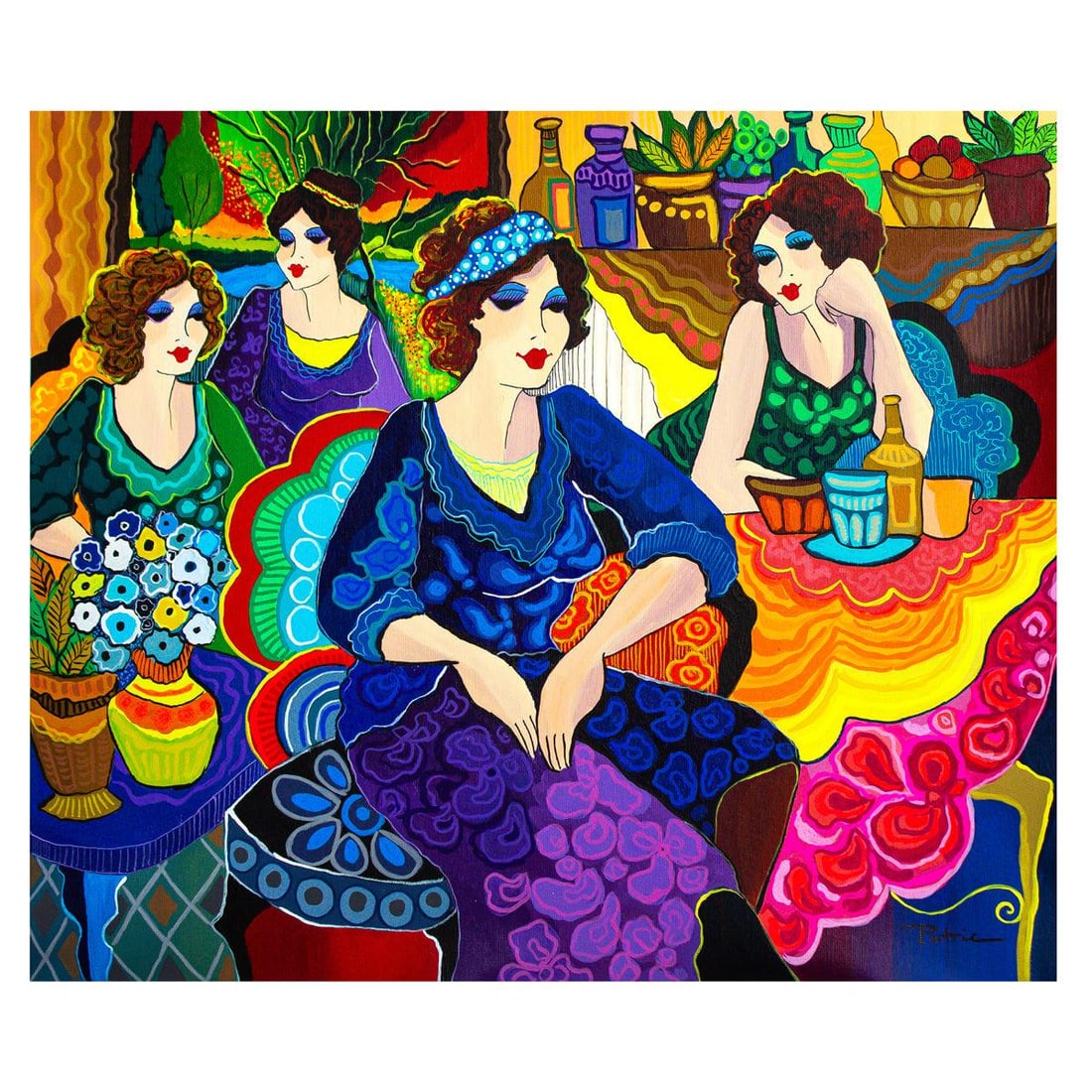 Patricia Govezensky- Original Acrylic on Canvas "Sister's": Artist: Patricia Govezensky. Medium: Original Acrylic on Canvas. Title: Sister's. Size: 20" x 24". Signature: Hand Signed by the artist. Certificate of Authenticity: From the publisher. Reference#: 48