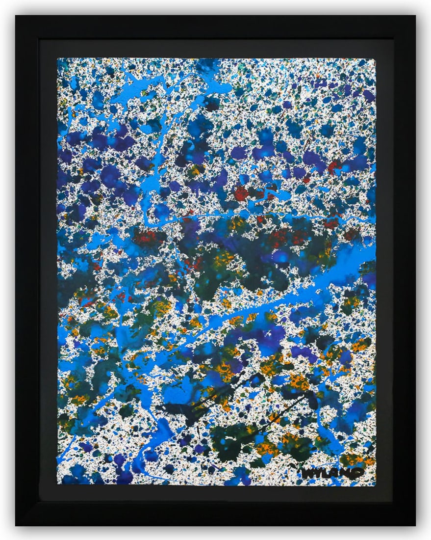 Wyland- Original Watercolor Painting on Deckle Edge Paper "Abstract Drip" (1 of 3)