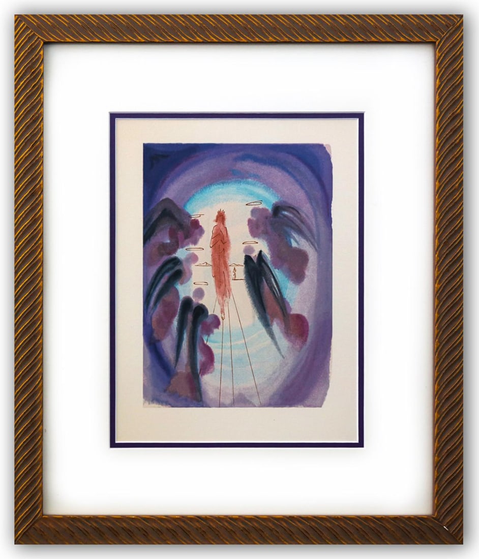 Salvador Dali- Original Color Woodcut on B.F.K. Rives Paper "Paradise 24": Artist: Salvador Dali. Medium: Original Color Woodcut on B.F.K. Rives Paper. Title: Paradise 24. Size: 13" x 10". Measures approx. 22" x 18" (framed). Certificate of Authenticity: Is included. Additio