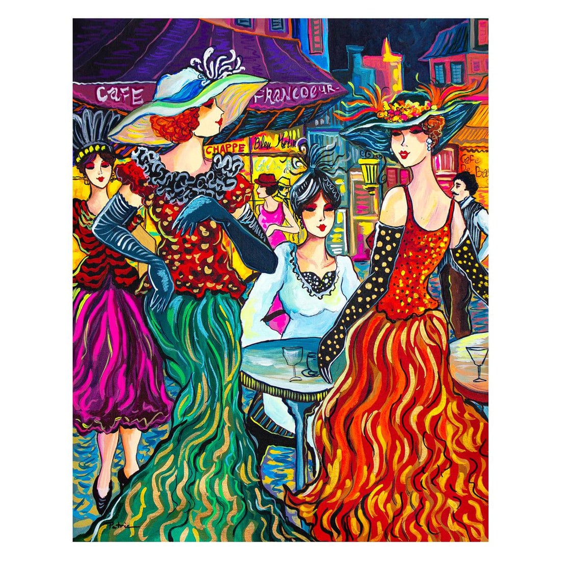 Patricia Govezensky- Original Acrylic on Canvas "Busy Cafe" (1 of 2)