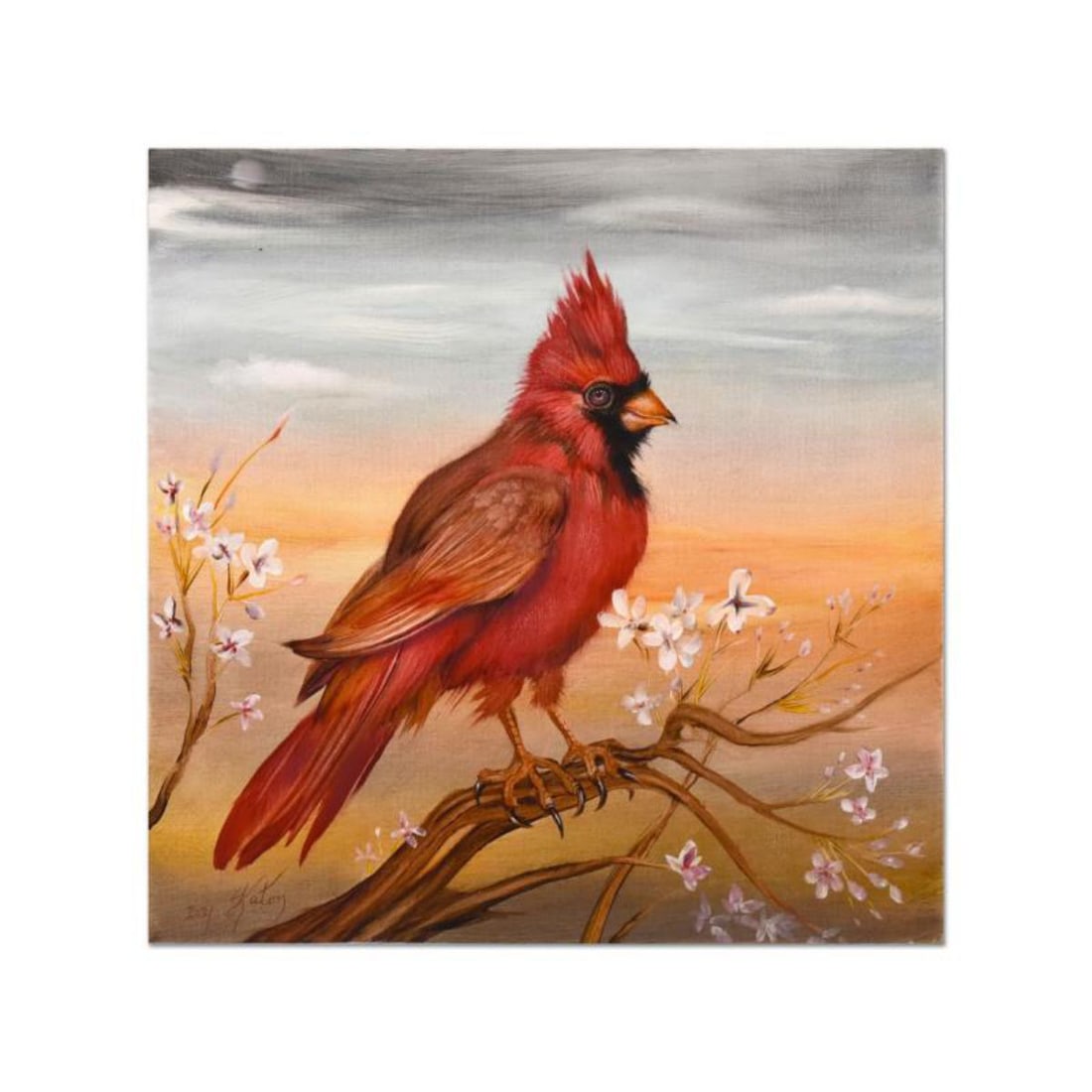 Martin Katon, "Cardinal with a Secret" Original Oil Painting on Canvas, Hand Signed with Letter (1 of 3)