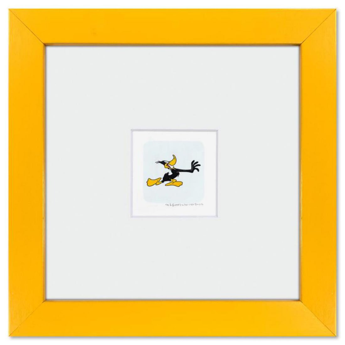 Daffy Duck Framed Limited Edition Etching with Hand Tinted Color from Warner Bros., Numbered with: Daffy Duck is a limited edition etching on paper with hand tinted coloring from Warner Bros., numbered and dated 1999. This piece comes framed. Measures approx. 9" x 9" (frame), 1" x 1.5" (image). Ref