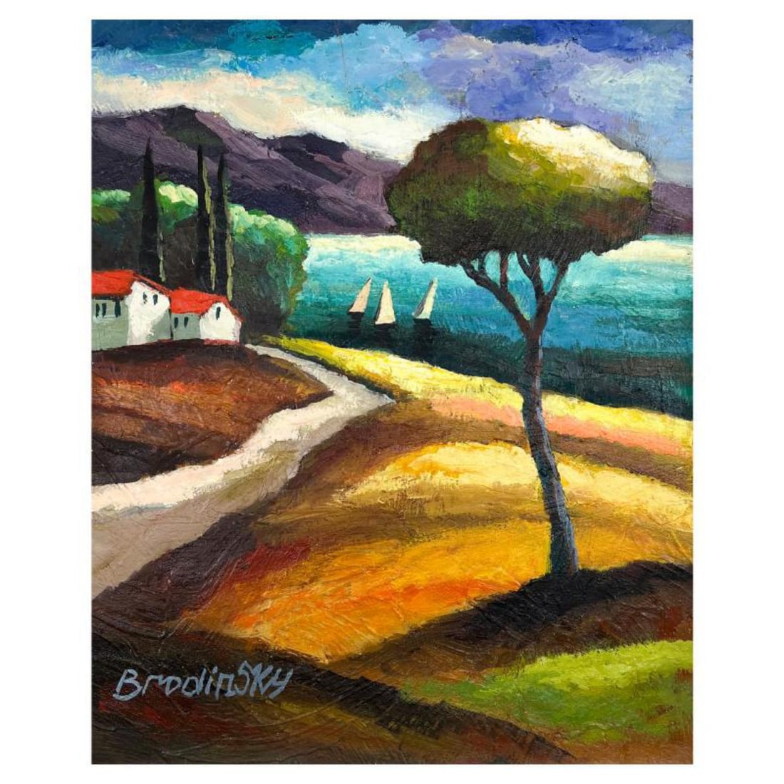 Slava Brodinsky Hand Signed Original Painting on Canvas with Letter of Authenticity.: This is an original painting oil on canvas by Slava Brodinsky. Hand signed by the artist, this piece comes with a letter of authenticity. Measures approximately 24" x 20" (image). Reference#: 56280.