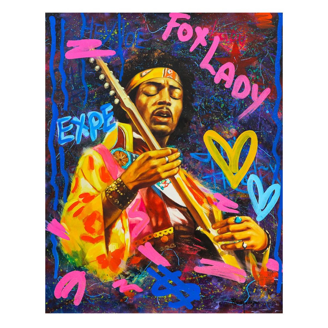 Nastya Rovenskaya- Mixed Media "Jimi Hendrix" (1 of 1)