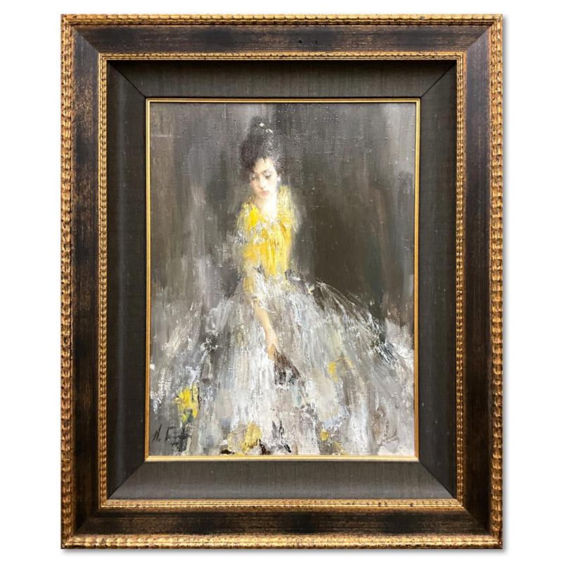 Nikolai Blokhin, "Ballerina" Framed Original Oil Painting on Canvas, Hand Signed with Letter of (1 of 2)