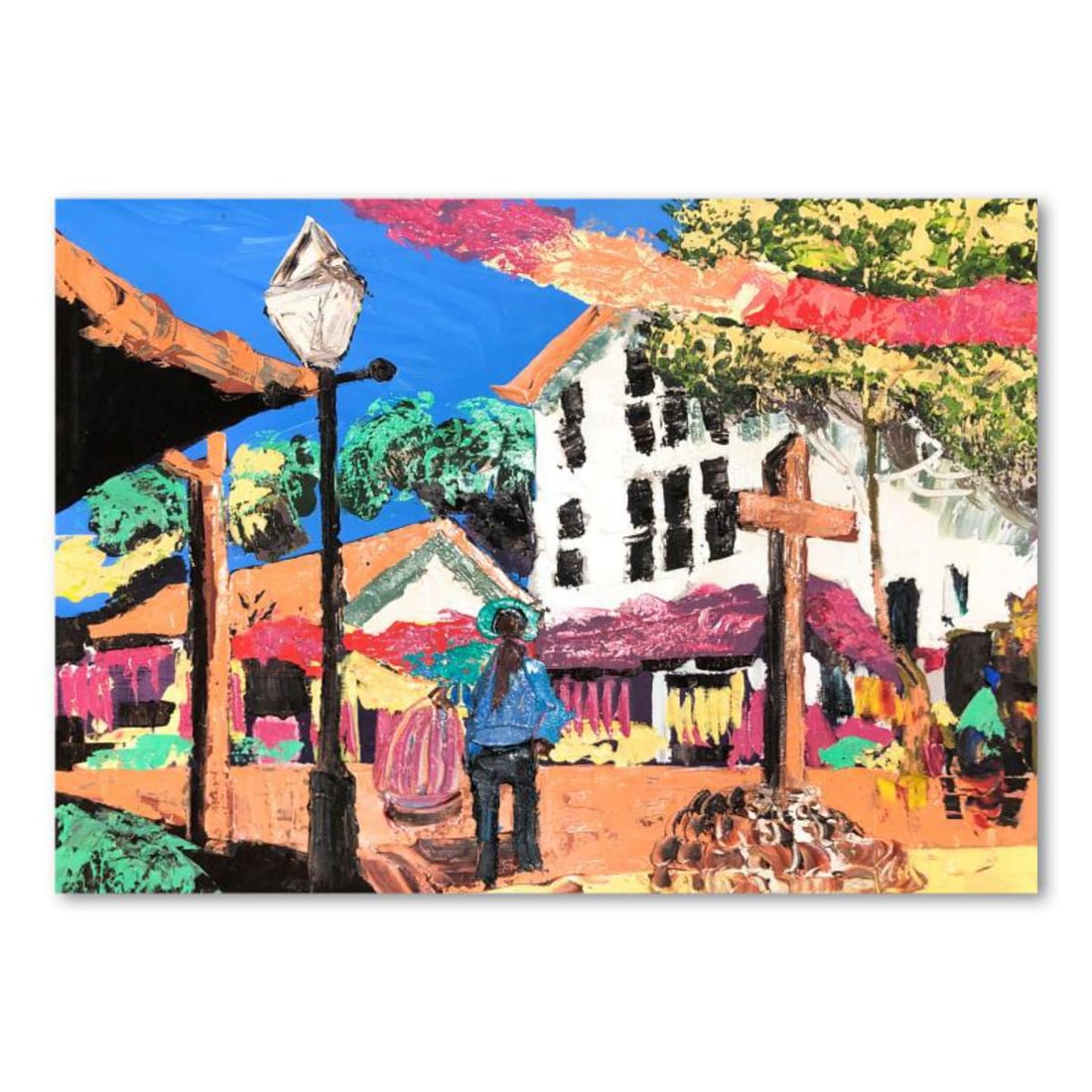 Paul Blaine Henrie (1932-1999), "Afternoon on Olivera St" Hand Signed Original Painting on Canvas (1 of 2)