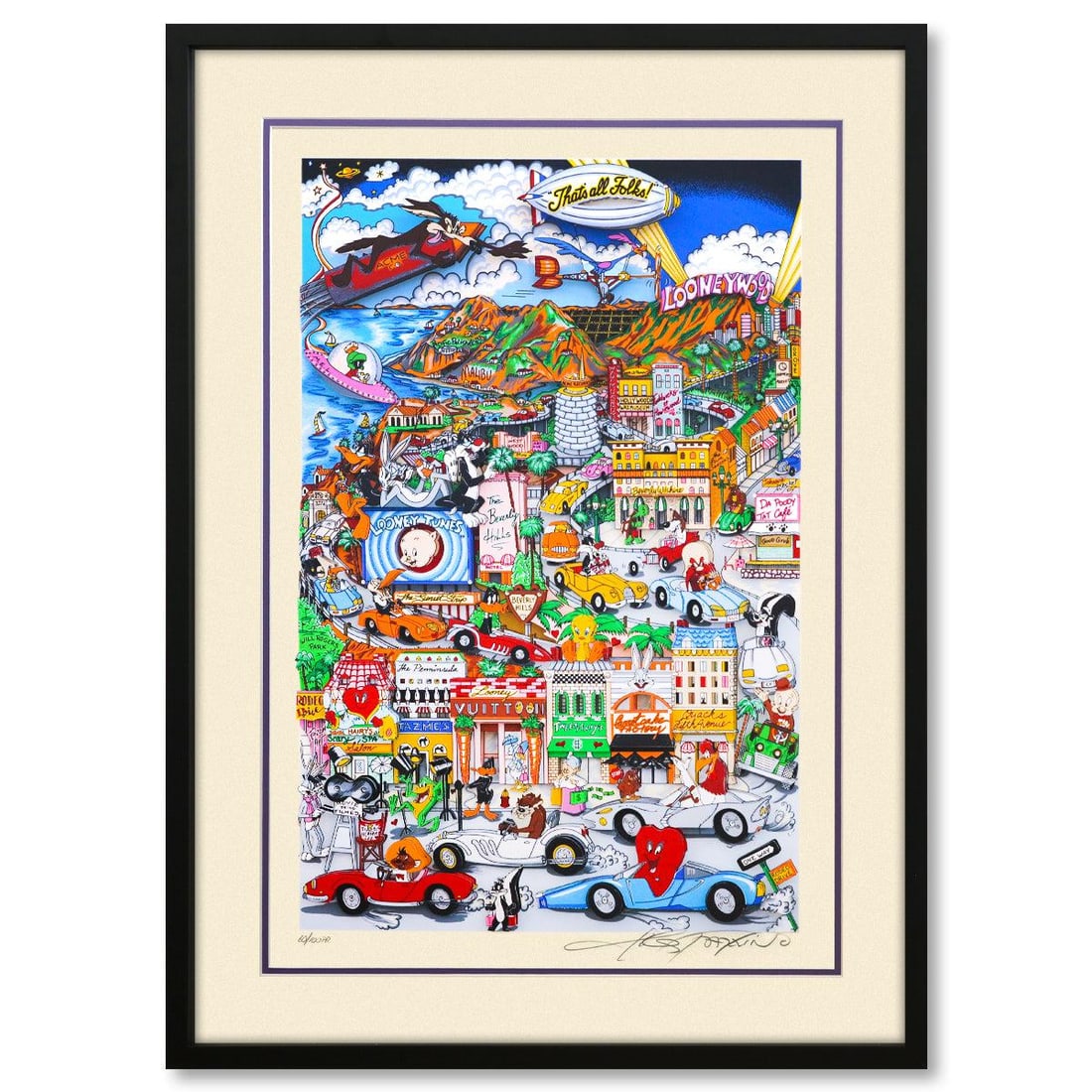 Charles Fazzino- 3D Construction Silkscreen Serigraph "Looneywood" (1 of 3)