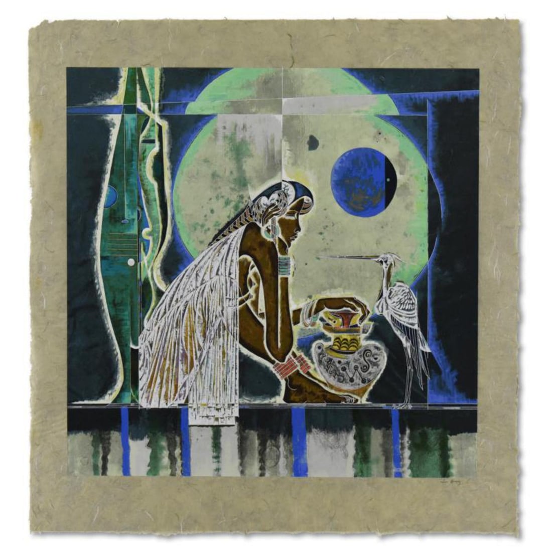 Lu Hong, "Muse" Limited Edition Serigraph on Rice Paper, Numbered and Hand Signed with Letter of (1 of 2)