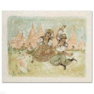 Russian Dancers Limited Edition Lithograph by Edna Hibel (1917-2014), Numbered and Hand Signed with: Russian Dancers is a limited edition lithograph on paper, numbered and hand signed by Edna Hibel (1917-2014). Includes Certificate of Authenticity! Measures approx. 26" x 20" (with border), 21" x 17"