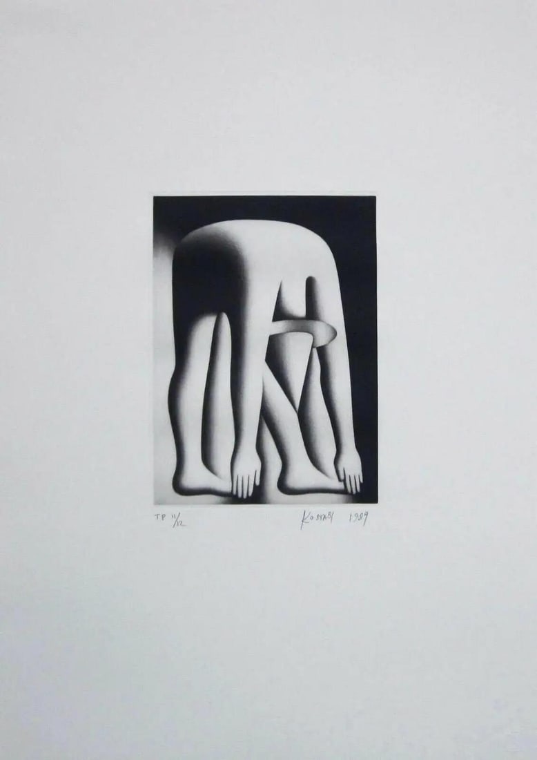 Mark Kostabi- Limited edition serigraph "body by jake": Artist: Mark Kostabi. Medium: Limited edition serigraph. Title: body by jake. Size: 21" x 15". Signature: Hand signed and numbered. Reference#: 28066.