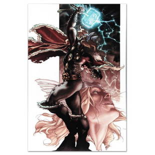 Marvel Comics "Thor: For Asgard #3" Numbered Limited Edition Giclee on Canvas by Simone Bianchi with: A piece of comic book history, this limited edition, from original art by Simone Bianchi, depicts the classic character Thor. Known for his use of ink wash in his work, Simone Bianchi is an Italian co