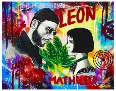 Nastya Rovenskaya- Mixed Media "Leon": Artist: Nastya Rovenskaya. Medium: Mixed Media. Title: Leon. Size: 24" x 30". Signature: Hand Signed by the artist. Certificate of Authenticity: From the publisher. Reference#: 20285.