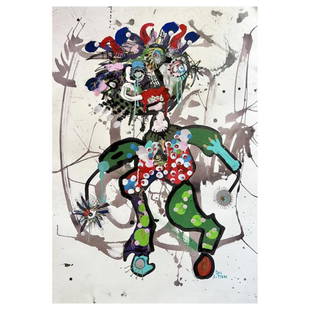 Paul Kostabi, "Getting it Together" Hand Signed Original Mixed Media on Paper with Letter of: Getting it Together is an original painting, mixed media on paper by Paul Kostabi. The piece comes hand signed by the artist and with a letter of authenticity. Measures approximately 41" x 29". Refere