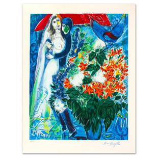 Marc Chagall (1887-1985), "Maries Sous Le Baldaquin" Limited Edition Serigraph with Certificate of: Maries Sous Le Baldaquin is a limited edition serigraph on paper by Marc Chagall (1887-1985). Authorized by the Chagall Estate and ADAGP Paris , the piece is plate signed and comes with a certificate