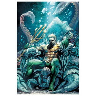 DC Comics, "Aquaman #18" Numbered Limited Edition Giclee on Canvas by Paul Pelletier with COA.: Aquaman #18 is a limited edition giclee on canvas featuring art by Paul Pelletier from the 2013 comic. This piece comes gallery wrapped and includes a certificate of authenticity. Measures approximate