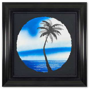 Wyland, "Palm Trees" Framed, Hand Signed Original Painting with Letter of Authenticity.: Palm Trees is an original painting, watercolor on deckle edge paper by Wyland. Hand signed by the artist, the piece comes custom framed and with a letter of authenticity. Measures approximately 30" x