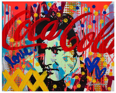 Nastya Rovenskaya- Mixed Media "Elvis": Artist: Nastya Rovenskaya. Medium: Mixed Media. Title: Elvis. Size: 24" x 30". Signature: Hand Signed by the artist. Certificate of Authenticity: From the publisher. Reference#: 20400.