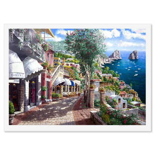 Sam Park, "Afternoon in Capri" Limited Edition Publisher's Proof, Numbered Hand Signed with Letter: Afternoon in Capri is a limited edition publisher's proof on paper by Sam Park, numbered and hand signed by the artist. Includes Letter of Authenticity. Measures approx. 42.5" x 57" (border), 38" x 53