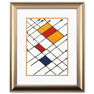 Alexander Calder- Lithograph "DLM156 - DAMIER": Artist: Alexander Calder. Medium: Lithograph. Title: DLM156 - DAMIER. Size: 15" x 11". Measures approx. 23" x 19" (framed). Certificate of Authenticity: Is included. Reference#: 45371.