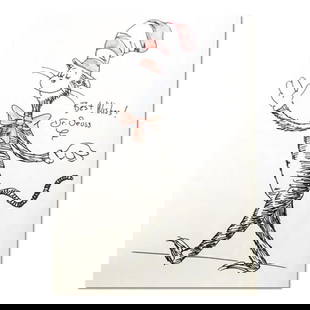 Dr. Seuss (1904-1991), "Cat in the Hat Takes a Walk" Hand Signed Original Drawing with Letter of: Cat in the Hat Takes a Walk is an original drawing on paper by Dr. Seuss. The piece is hand signed and comes with a letter of authenticty. Measures approximately 17" x 11". Reference#: 58573.