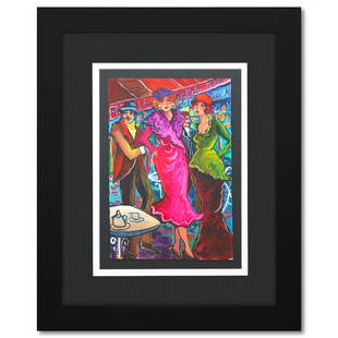 Patricia Govezensky- Original Watercolor "Party": Artist: Patricia Govezensky. Medium: Original Watercolor. Title: Party. Size: 11" x 7.5". Measures approx. 19" x 16" (framed). Signature: Hand signed by the artist. Certificate of Authenticity: Is inc