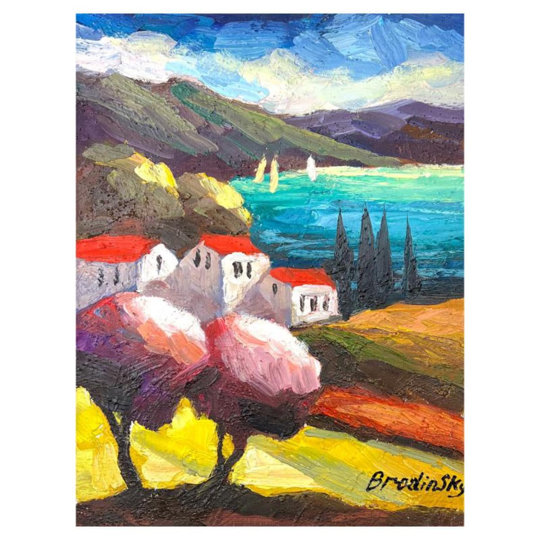 Slava Brodinsky Hand Signed Original Painting on Canvas with Letter of Authenticity.: This is an original painting oil on canvas by Slava Brodinsky. Hand signed by the artist, this piece comes with a letter of authenticity. Measures approximately 16" x 12" (image). Reference#: 58519.