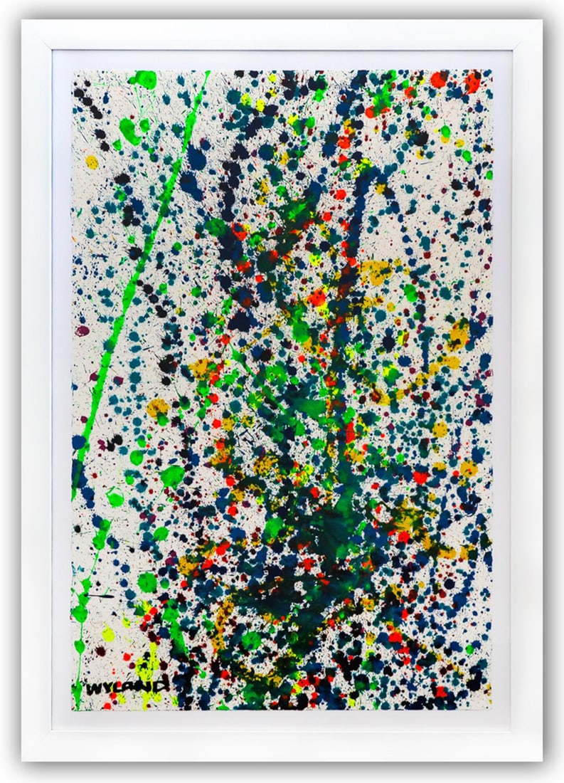 Wyland- Original Watercolor Painting on Deckle Edge Paper "Abstract Drip" (1 of 3)