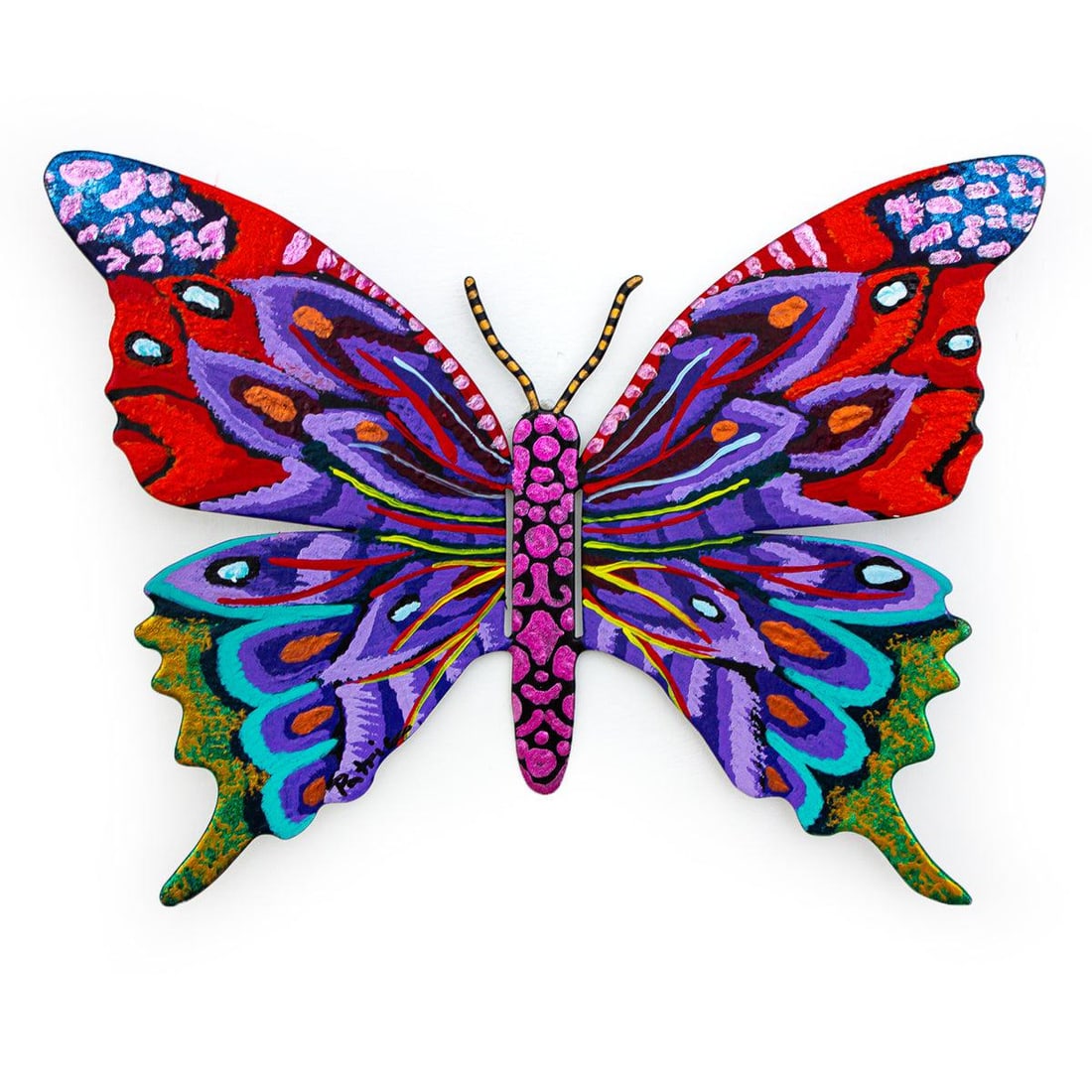 Patricia Govezensky- Original Painting on Cutout Steel "Butterfly": Artist: Patricia Govezensky. Medium: Original Painting on Cutout Steel. Title: Butterfly. Size: 7" x 9.5". Signature: Hand signed by the artist. Certificate of Authenticity: From the publisher. Refere