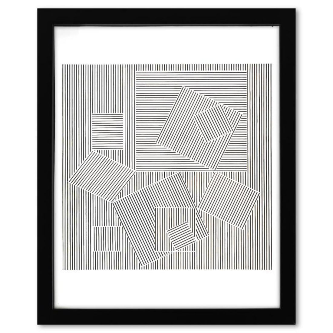 Victor Vasarely (1908-1997), "Naissance de la serie Ondulatoires" Framed 1973 Heliogravure Print: Naissance de la serie Ondulatoires is a heliogravure print on paper, published in 1973, by Victor Vasarely (1908-1997). This piece comes custom framed, with a letter of authenticity and with a 1976 Va