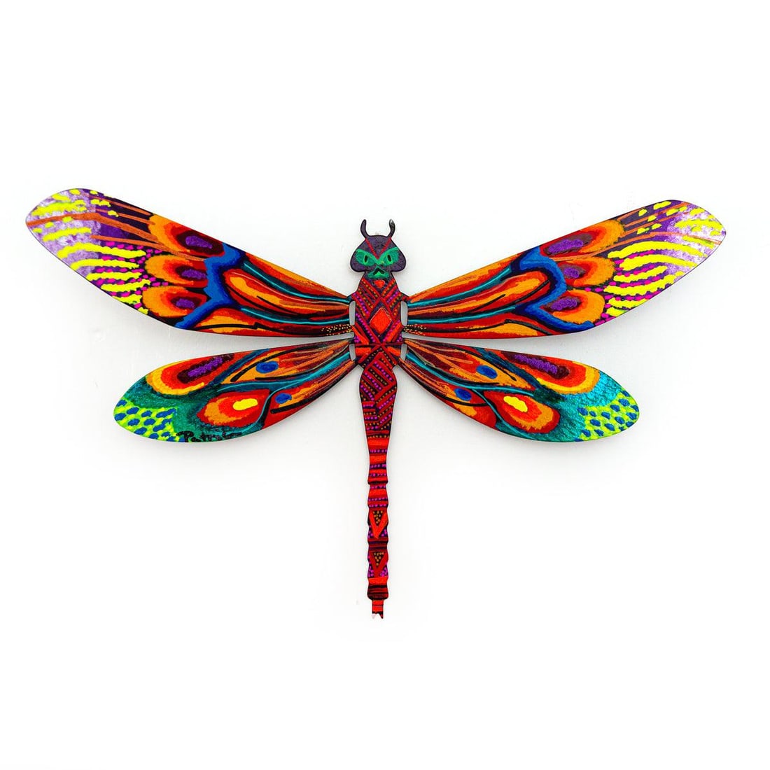 Patricia Govezensky- Original Painting on Cutout Steel "Dragonfly": Artist: Patricia Govezensky. Medium: Original Painting on Cutout Steel. Title: Dragonfly. Size: 7.5" x 12". Signature: Hand signed by the artist. Certificate of Authenticity: From the publisher. Refer
