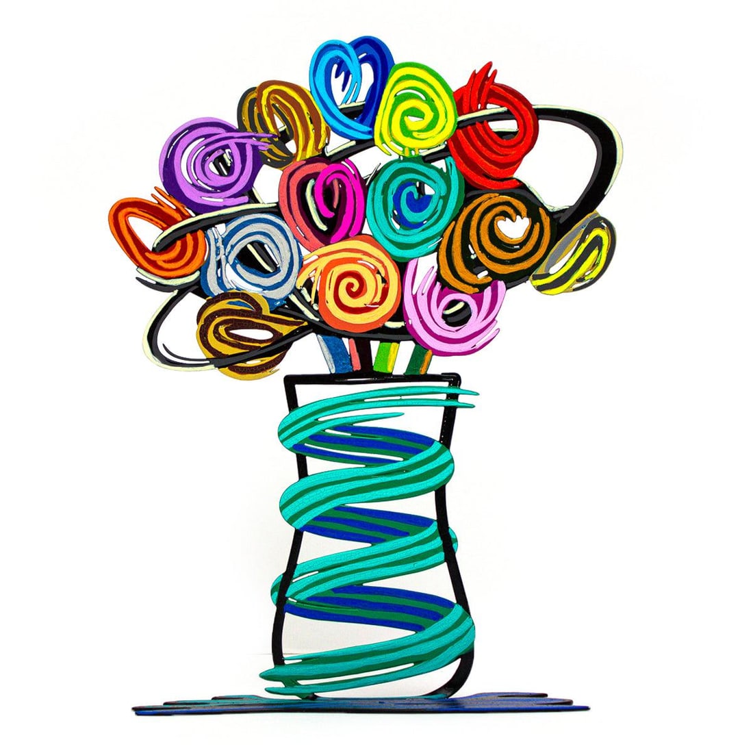 Patricia Govezensky- Original Free Standing Sculpture "Flowers": Artist: Patricia Govezensky. Medium: Original Free Standing Sculpture. Title: Flowers. Size: 12" x 9". Signature: Hand signed by the artist. Certificate of Authenticity: From the publisher. Additional