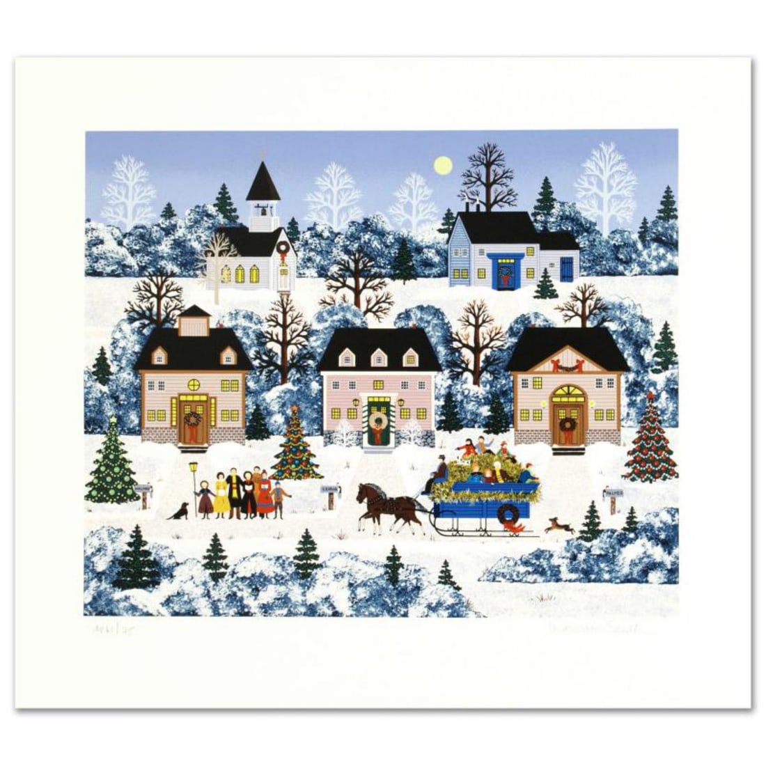 Jane Wooster Scott, "Holiday Sleigh Ride" Hand Signed Limited Edition Serigraph with Letter of (1 of 1)